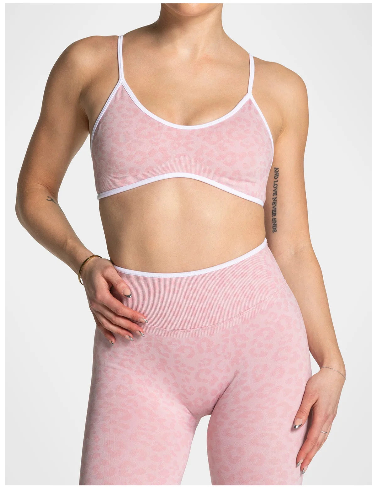 No. 1 Matching Set, Desert Leopard Performance 2 PC Set Scoop Neck Bralette, Premium Micro Ribbed, Seamless Legging