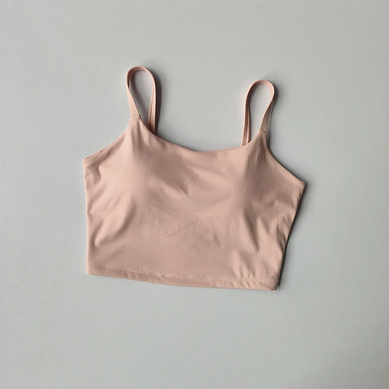 No. 7 Sports Bra, Scoop Back, Cropped Tank, Built in Pads, Buttery, Smoothing Fit