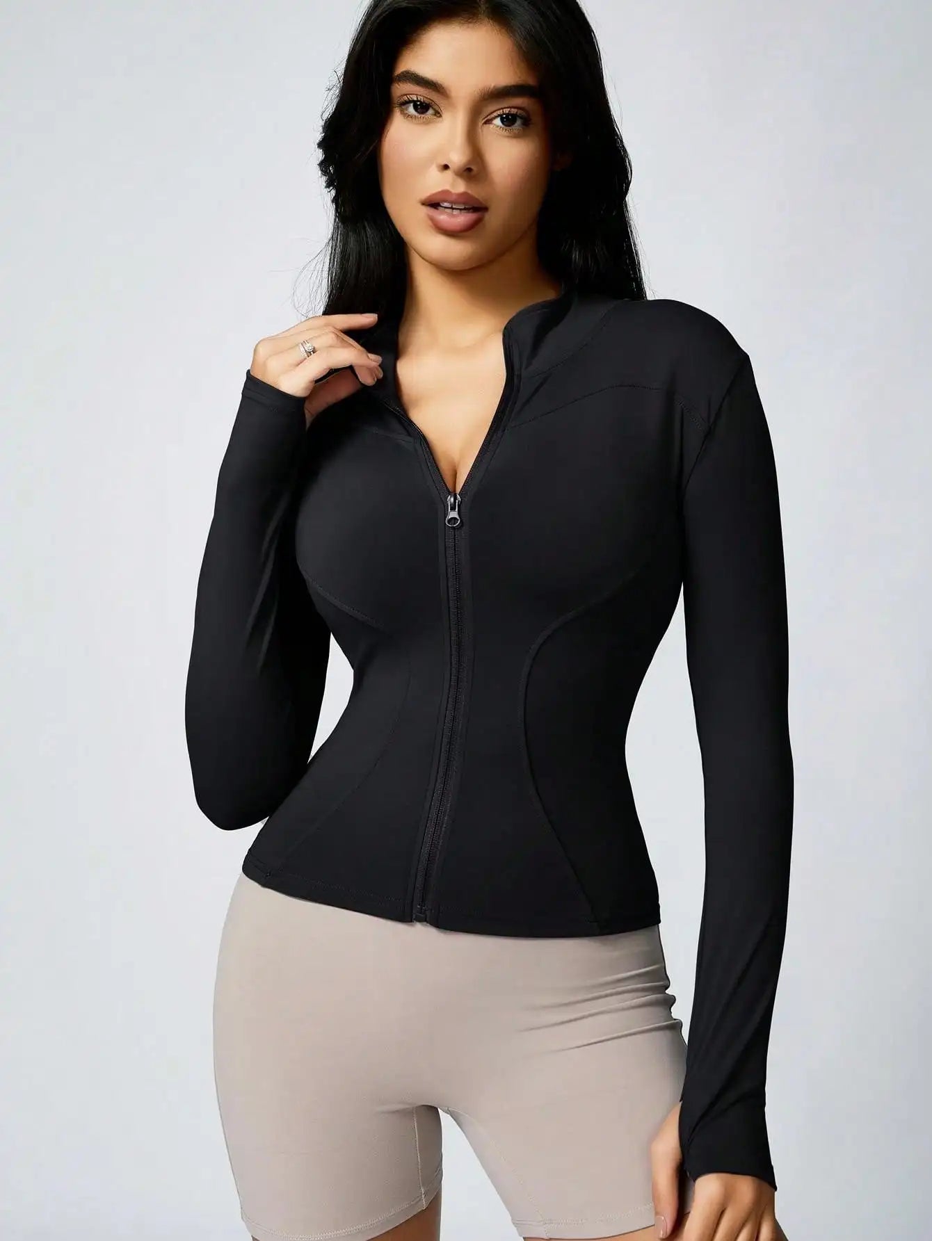 No. 3 Jacket, Hour Glass Piping, O Collar, Full Zip, Thumbholes, Athletic
