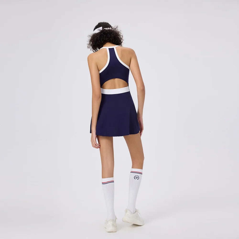 No. 7 Dress, Racerback, Back Cutout, Split Skirt With Faux Wrap, Under Shorts, Golf, Tennis