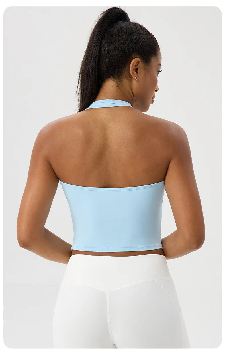 No. 5 Tank Top, Halter Cut,  V Neck, Front Wrap, Waist Length