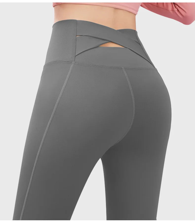 No. 4 Legging, Peekaboo Cross Back Waistband, High-Waist, Athletic, Compressive, Dry Fit
