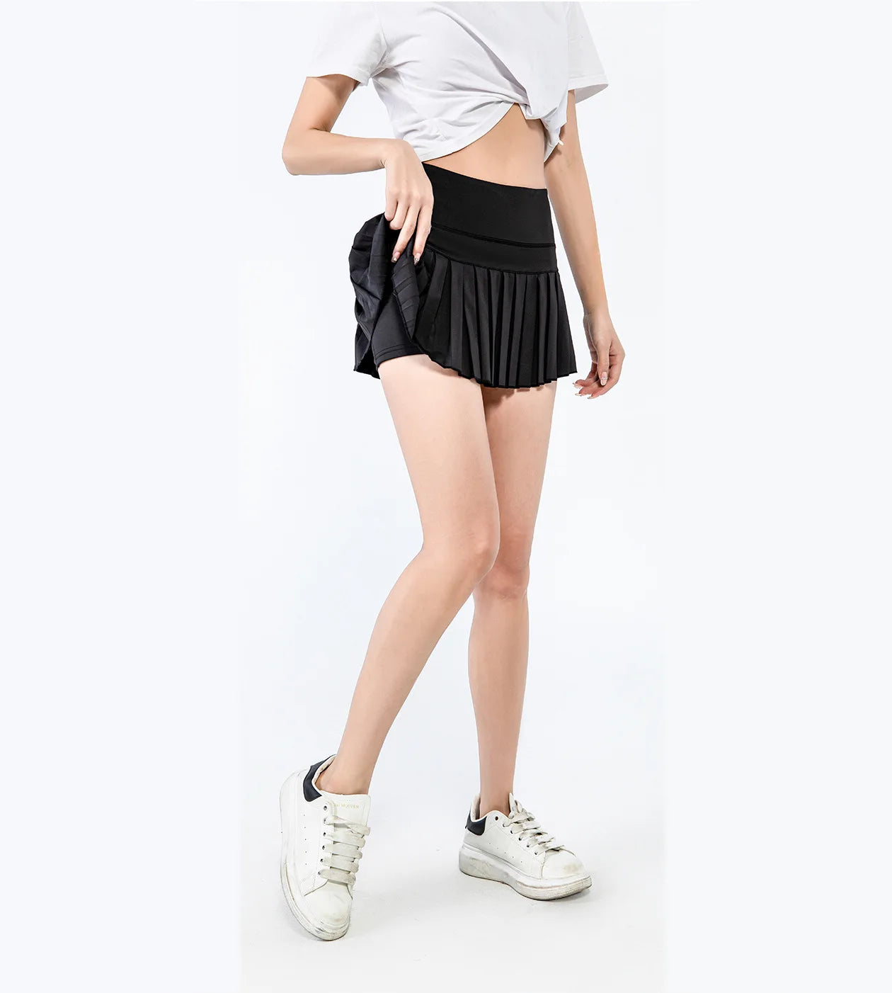 No. 7 Tennis Skirt, Wide High Waist Band, Pleated, Under Short and Pocket