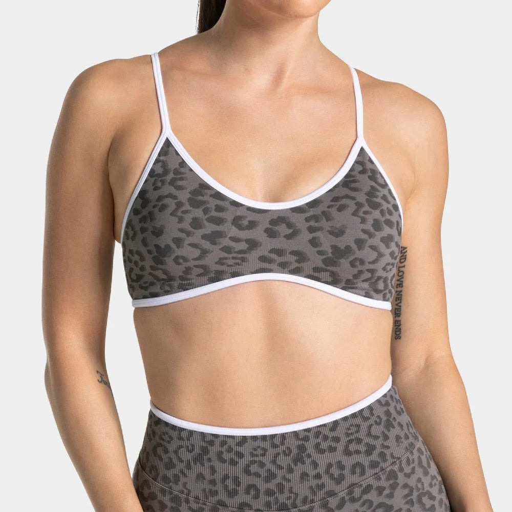 No. 1 Matching Set, Desert Leopard Performance 2 PC Set Scoop Neck Bralette, Premium Micro Ribbed, Seamless Legging