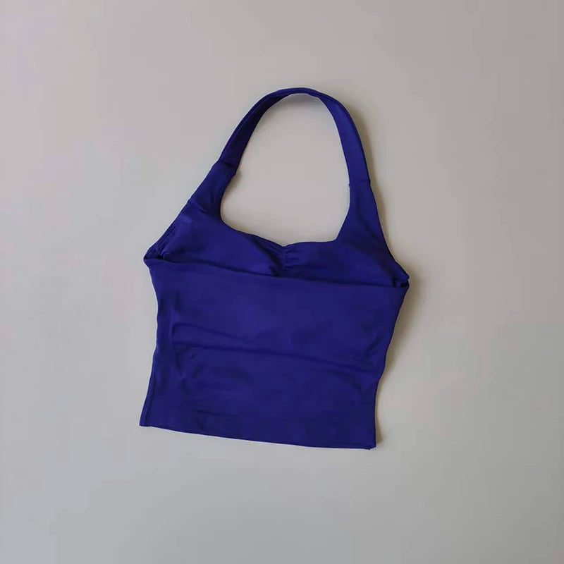 No. 2 Tank Top, Halter Cut, Bare Shoulder, Open Upper Back, Built In Bra