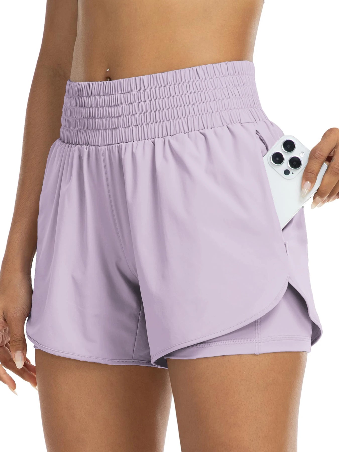 No. 1 Short, Breezy Runner, High-Waisted, Athletic, Layered Design With Under Shorts