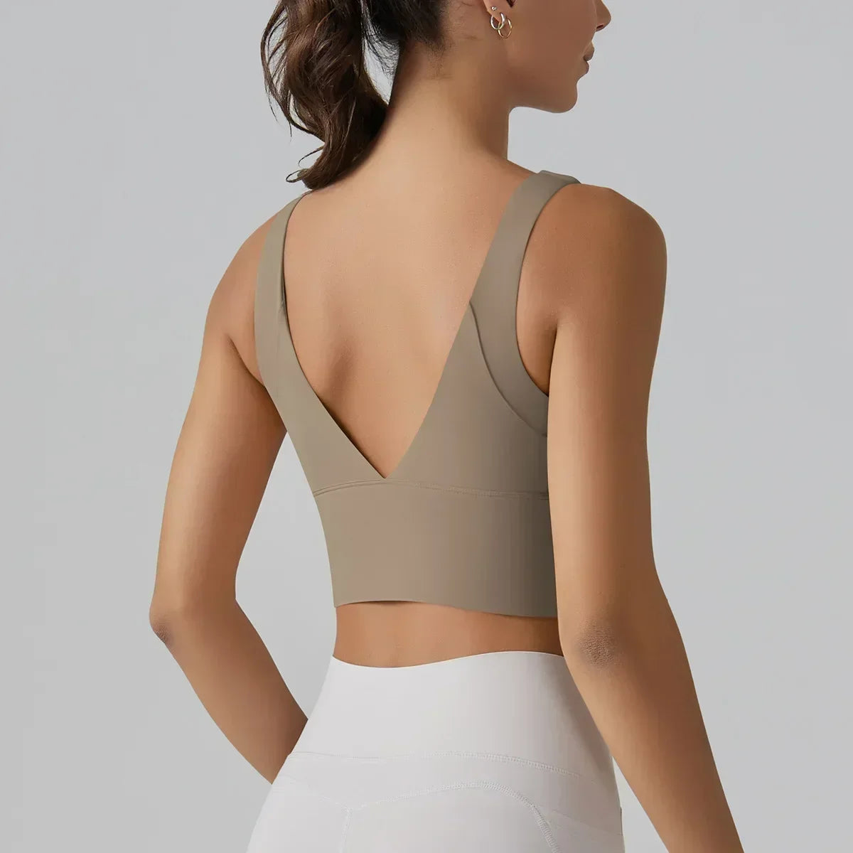 No. 4 Tank Top, Seamless, Compressive, Plunge V Back, Cropped, Running, Training
